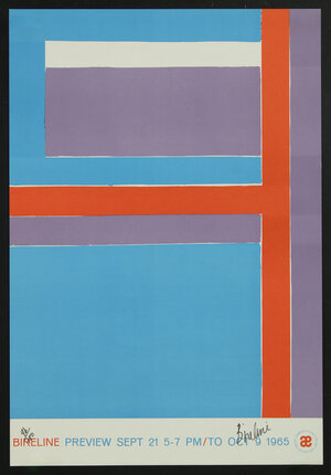 Lithographic poster with blocks of color.