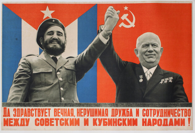 poster of fidel castro and Nikita Khrushchev