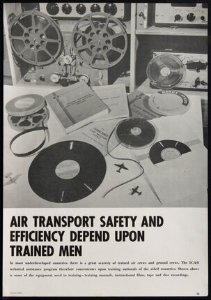 poster of audio gear and a tape machine