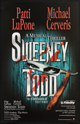 poster of blood, and eyes reflected in razor