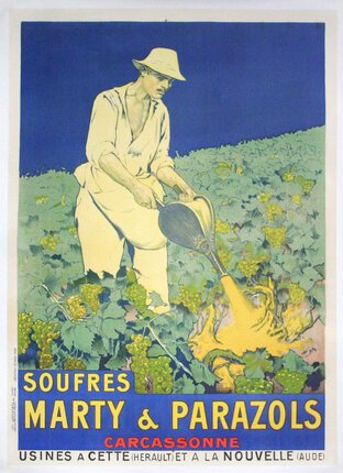 a poster of a man watering plants