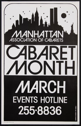 poster with a silhouette of the new york city skyline