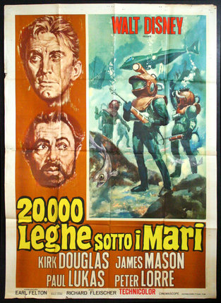 a movie poster with a man in a diving suit