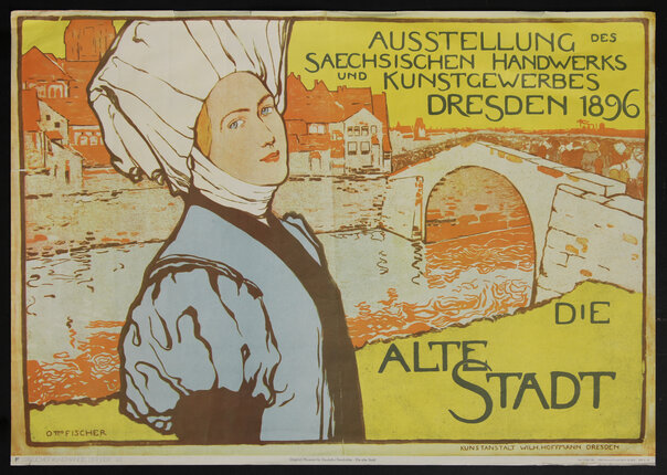 poster with an illustration of a anthropomorphic dog with an overcoat and umbrella walking in the wind dropping pears