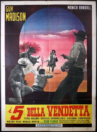 a movie poster with a group of men on a horse