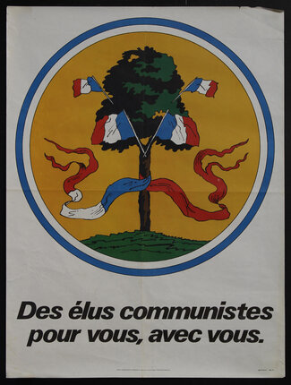 poster with tree and several French flags all encompassed in a circle