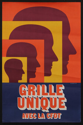 a poster with four concentric heads