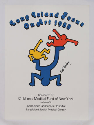 poster with abstract figures: one standing on it's head with two others balanced on its feet.