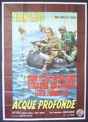 a movie poster of men on a raft
