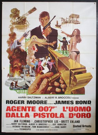 a movie poster with a gun and people in the background