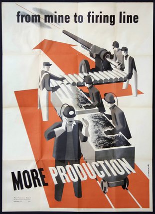 a poster of men working in a factory