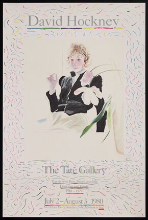 a poster with a drawing of a woman