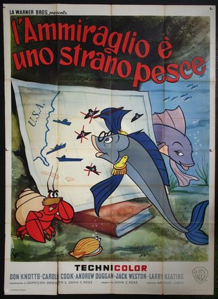 a poster of a cartoon fish and a book
