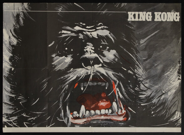 a movie poster with a screaming ape