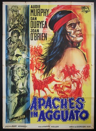 a movie poster with a man and horses