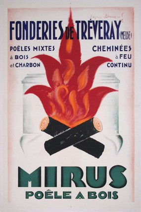 a poster with a fire and flames