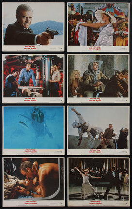 8 Lobby Cards with various film scenes from James Bond film Never Say Never Again