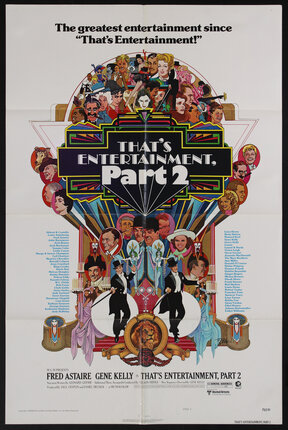 movie poster with a collage of illustrated images of famous Hollywood performers