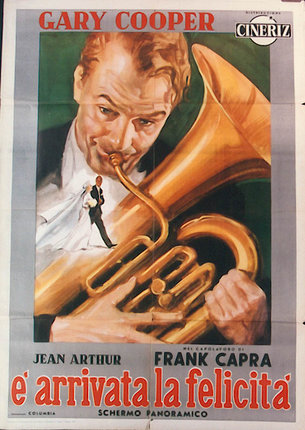 a poster of a man playing a horn