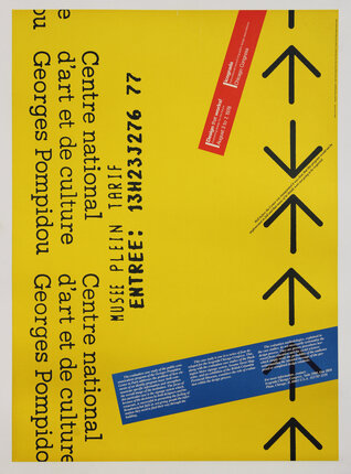 poster with text and arrows with a yellow background