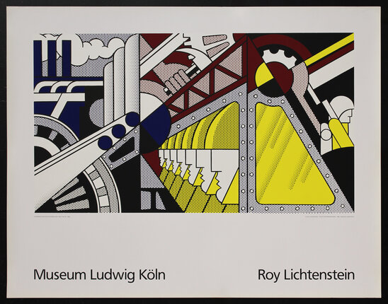 a poster with abstract machinery