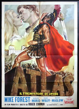 a movie poster with a man in a garment and a man in a helmet