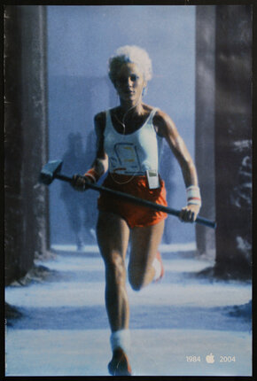 poster with a woman running with a sledge hammer