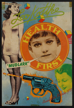 poster with collage art with a woman, a gun, and a child's face
