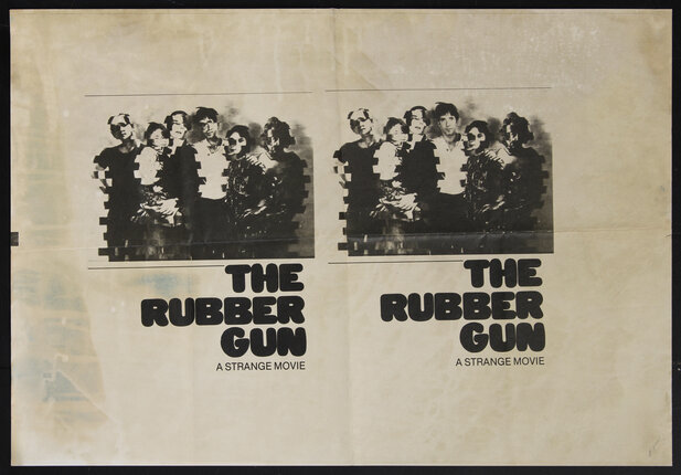 poster with two identical photos of a group of people