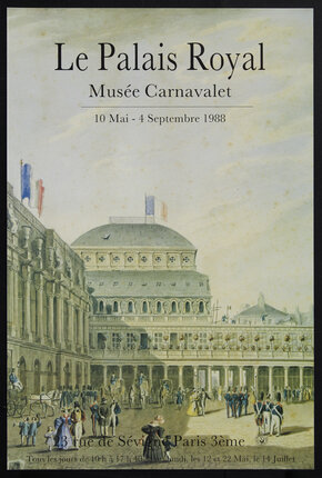 poster with text and a painting of a palace