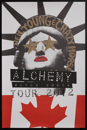 statue of liberty with stars in her eyes and the Canadian flag below her