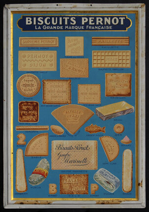 a metal sign with images of cookies