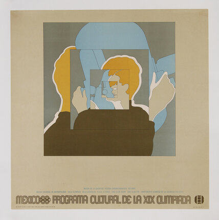 Poster with an abstract image of a person holding a movie camera.