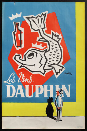 cartoon of a man looking at a billboard of a dolphin