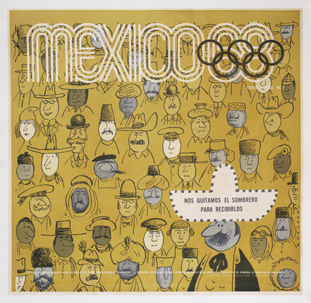 poster with cartoon illustrations of people wearing different hats from around the world.