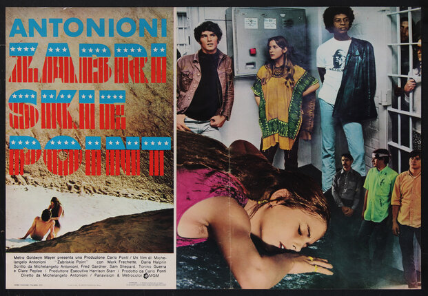 movie poster with a woman lying on a rock and some young people hanging around a jail cell