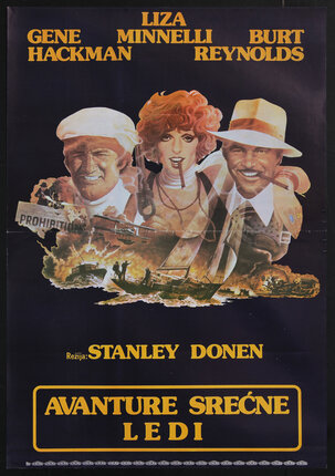 a movie poster with a woman between two men