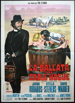 a movie poster of a man and a woman in a tub