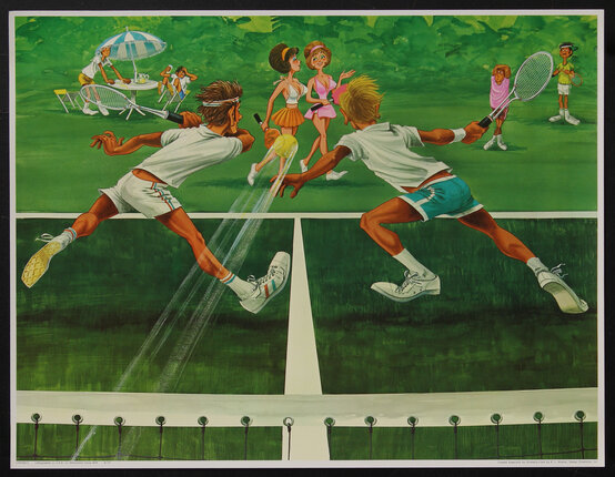 a poster of cartoon tennis players