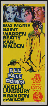 a movie poster of three women's faces and a man touching a woman's face