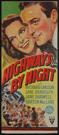 a movie poster with a man and woman smiling and people in a brawl