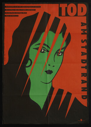 movie poster with an illustration of a woman with a green face