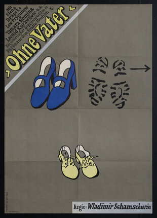 movie poster with an illustration of shoes and footprints