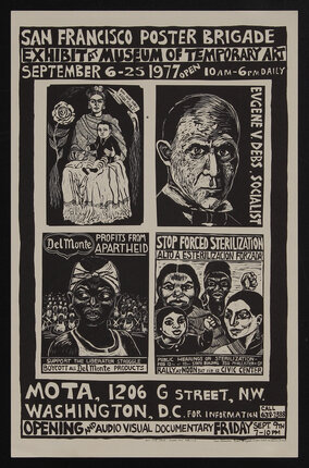 a poster of four smaller posters of people