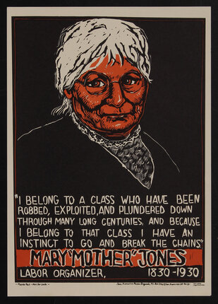 a poster of a woman wearing glasses