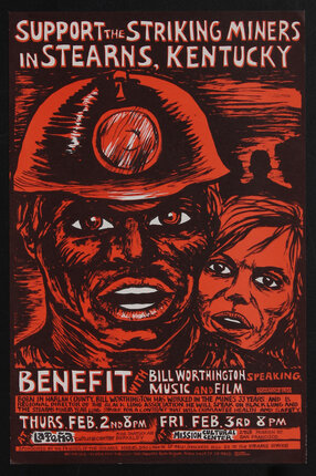 a poster of a miner and a woman