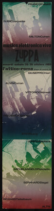 long thin poster with text and shadowy images of people performing
