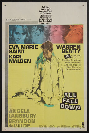 a movie poster of four women's faces and a man touching the face of a woman who is lying down