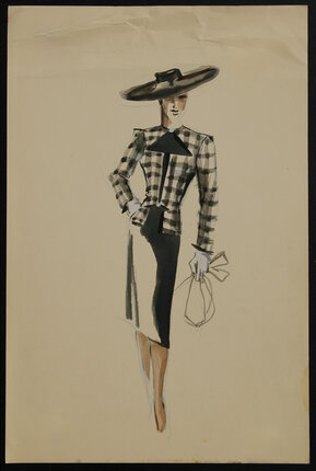 sketch of a woman two-piece skirt suit