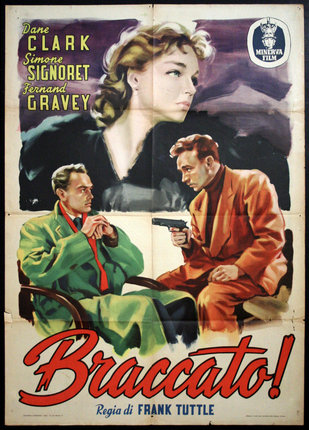 a movie poster of two men, one with a gun pointing at the other